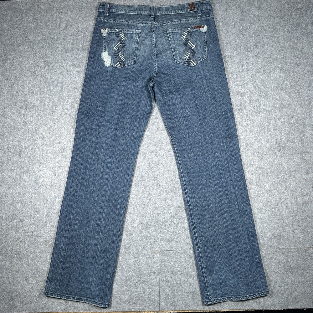 7 For All‎ Mankind Bootcut Jeans Womens 34(36x33) Blue Washed Embroidered USA